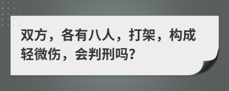 双方，各有八人，打架，构成轻微伤，会判刑吗？