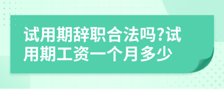 试用期辞职合法吗?试用期工资一个月多少