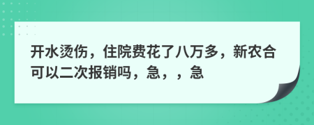 开水烫伤，住院费花了八万多，新农合可以二次报销吗，急，，急