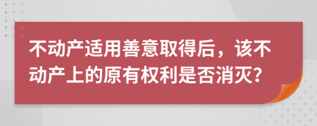 不动产适用善意取得后，该不动产上的原有权利是否消灭？