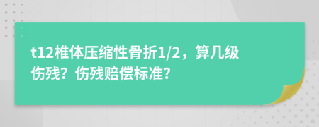 t12椎体压缩性骨折1/2，算几级伤残？伤残赔偿标准？