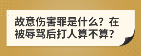 故意伤害罪是什么？在被辱骂后打人算不算？