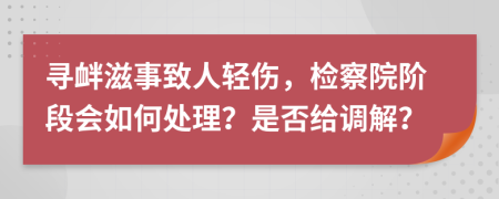 寻衅滋事致人轻伤，检察院阶段会如何处理？是否给调解？