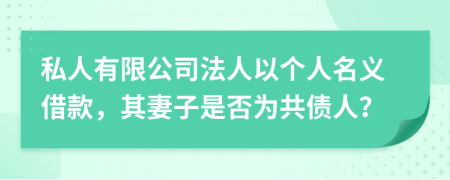 私人有限公司法人以个人名义借款，其妻子是否为共债人？