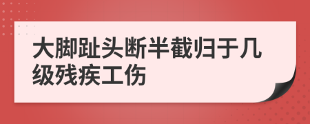 大脚趾头断半截归于几级残疾工伤