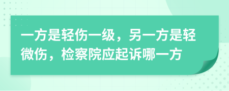 一方是轻伤一级，另一方是轻微伤，检察院应起诉哪一方