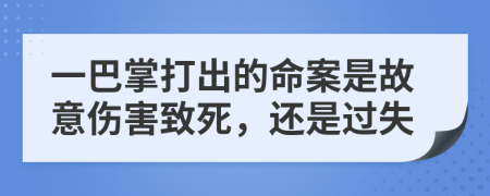 一巴掌打出的命案是故意伤害致死，还是过失