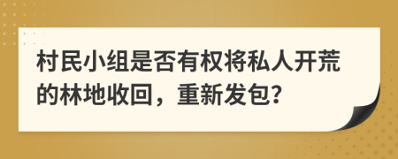 村民小组是否有权将私人开荒的林地收回，重新发包？