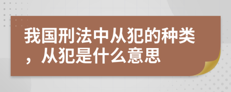 我国刑法中从犯的种类，从犯是什么意思