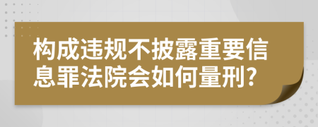 构成违规不披露重要信息罪法院会如何量刑?