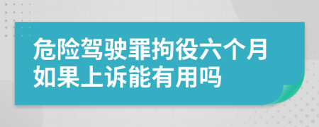 危险驾驶罪拘役六个月如果上诉能有用吗