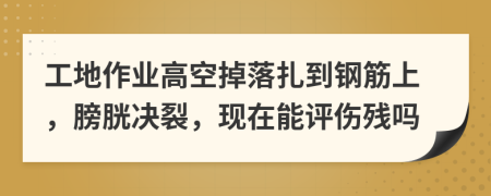工地作业高空掉落扎到钢筋上，膀胱决裂，现在能评伤残吗