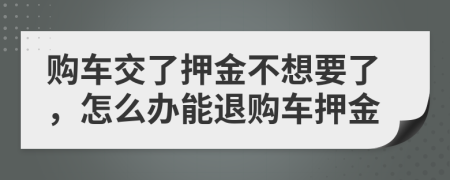 购车交了押金不想要了，怎么办能退购车押金
