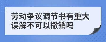 劳动争议调节书有重大误解不可以撤销吗