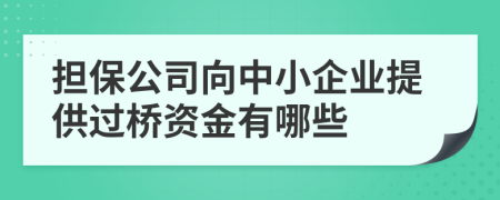 担保公司向中小企业提供过桥资金有哪些