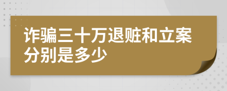 诈骗三十万退赃和立案分别是多少