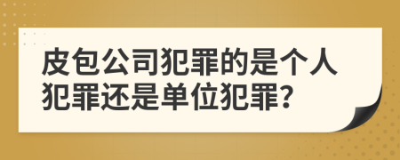 皮包公司犯罪的是个人犯罪还是单位犯罪？