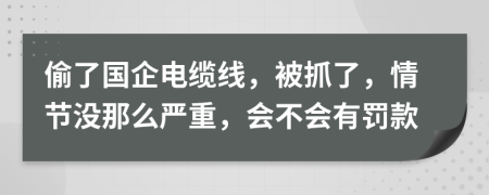 偷了国企电缆线，被抓了，情节没那么严重，会不会有罚款