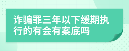 诈骗罪三年以下缓期执行的有会有案底吗