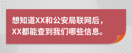 想知道XX和公安局联网后，XX都能查到我们哪些信息。