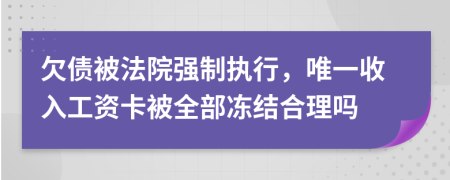 欠债被法院强制执行，唯一收入工资卡被全部冻结合理吗