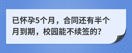 已怀孕5个月，合同还有半个月到期，校园能不续签的？