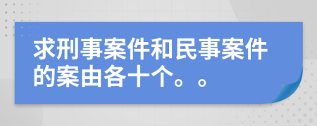 求刑事案件和民事案件的案由各十个。。