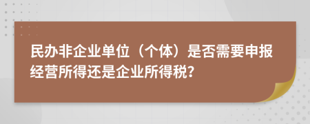 民办非企业单位（个体）是否需要申报经营所得还是企业所得税？