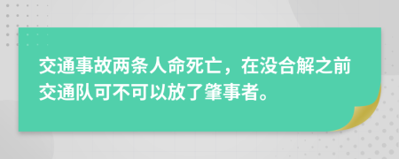 交通事故两条人命死亡，在没合解之前交通队可不可以放了肇事者。