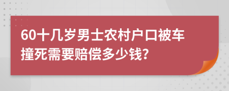 60十几岁男士农村户口被车撞死需要赔偿多少钱？