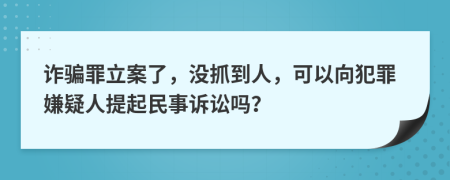 诈骗罪立案了，没抓到人，可以向犯罪嫌疑人提起民事诉讼吗？