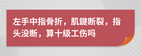 左手中指骨折，肌鍵断裂，指头没断，算十级工伤吗