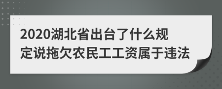 2020湖北省出台了什么规定说拖欠农民工工资属于违法