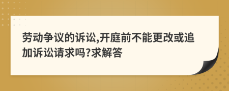 劳动争议的诉讼,开庭前不能更改或追加诉讼请求吗?求解答