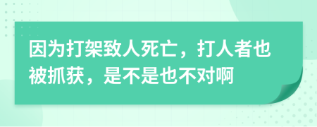 因为打架致人死亡，打人者也被抓获，是不是也不对啊