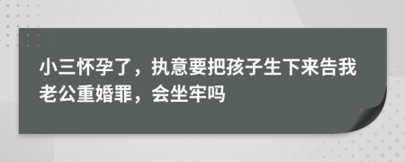 小三怀孕了，执意要把孩子生下来告我老公重婚罪，会坐牢吗