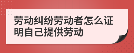 劳动纠纷劳动者怎么证明自己提供劳动