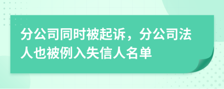 分公司同时被起诉，分公司法人也被例入失信人名单