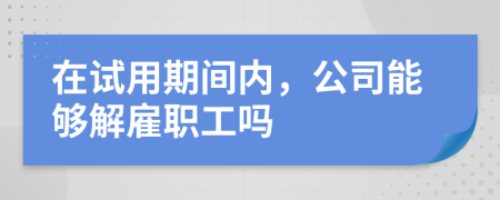 在试用期间内，公司能够解雇职工吗