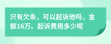 只有欠条，可以起诉他吗，金额16万。起诉费用多少呢