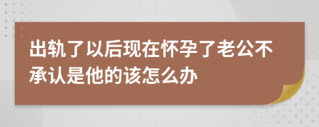 出轨了以后现在怀孕了老公不承认是他的该怎么办