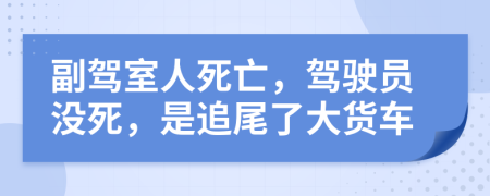 副驾室人死亡，驾驶员没死，是追尾了大货车