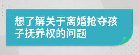 想了解关于离婚抢夺孩子抚养权的问题