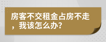 房客不交租金占房不走，我该怎么办？