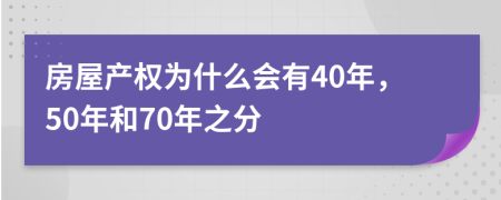 房屋产权为什么会有40年，50年和70年之分