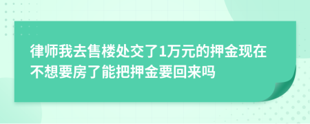 律师我去售楼处交了1万元的押金现在不想要房了能把押金要回来吗