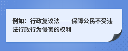 例如：行政复议法——保障公民不受违法行政行为侵害的权利