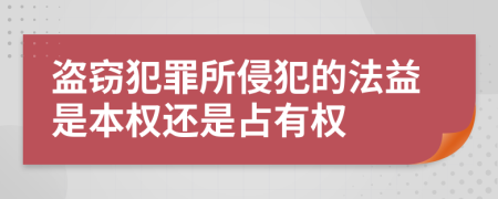 盗窃犯罪所侵犯的法益是本权还是占有权