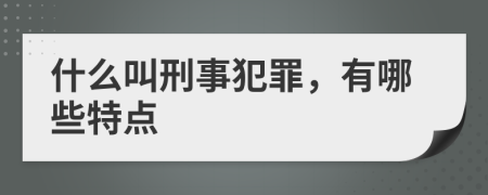 什么叫刑事犯罪，有哪些特点