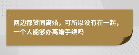 两边都赞同离婚，可所以没有在一起，一个人能够办离婚手续吗